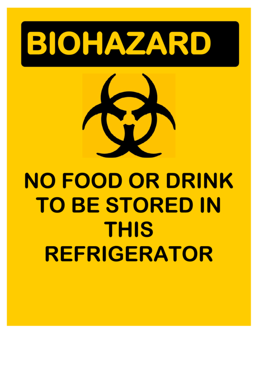 Biohazard Refrigerator Sign Templates