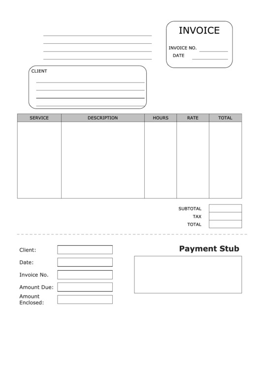 Invoice Template With Payment Stub Printable pdf