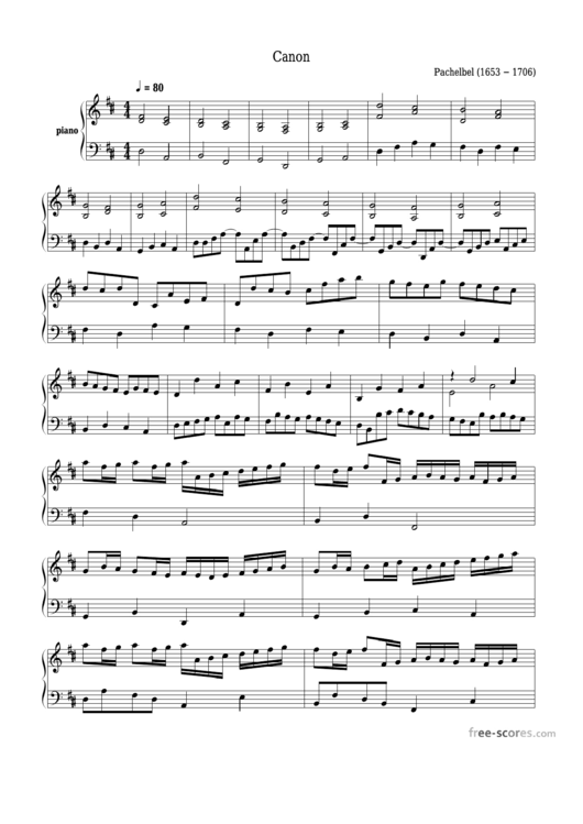 Pachelbel - Canon Sheet Music Printable pdf