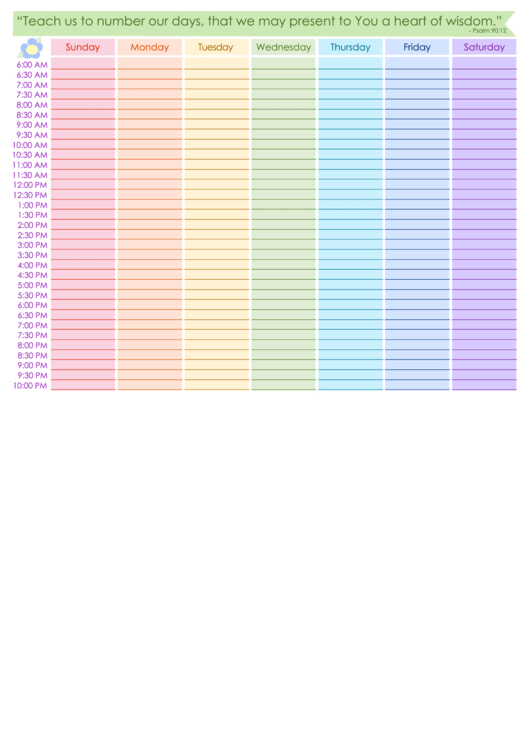 Color Weekly Schedule Template Printable pdf