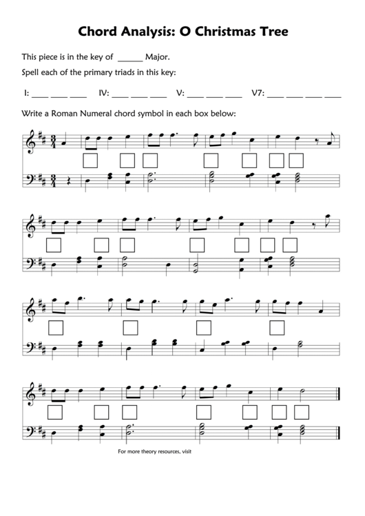O Christmas Tree Chord Analysis Music Worksheet Template