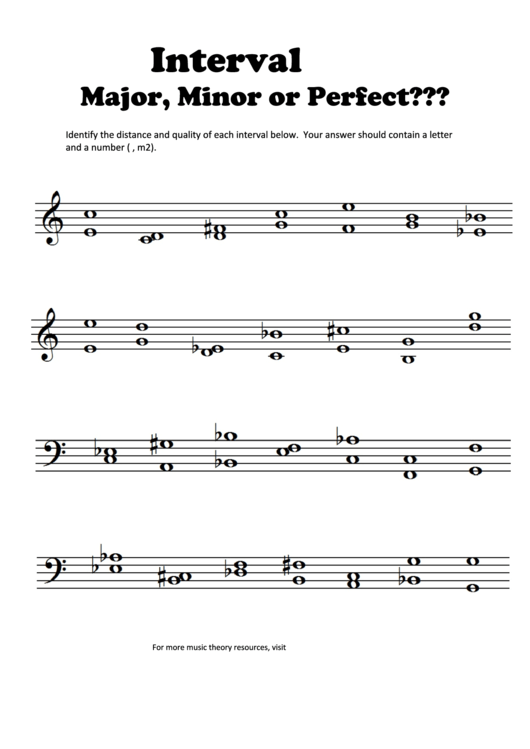 Interval I.d. Music Worksheet Template Printable pdf