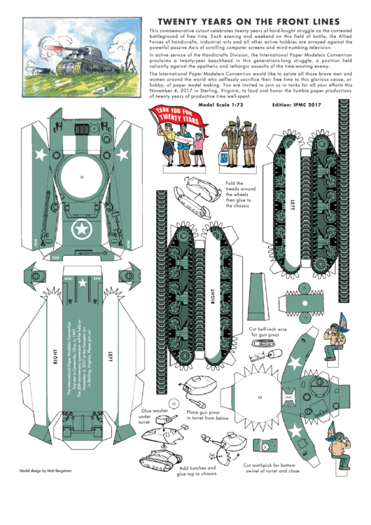 Twenty Years On The Front Lines Tank Model Template Printable pdf
