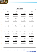 Multiply Decimals Worksheet Template With Answers Printable pdf