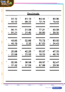 Find The Difference Decimal Worksheet Template With Answers Printable pdf