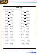 Compare The Numbers Decimal Worksheet Template With Answers