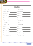 Solve For The Variable Algebra Worksheet Template With Answers