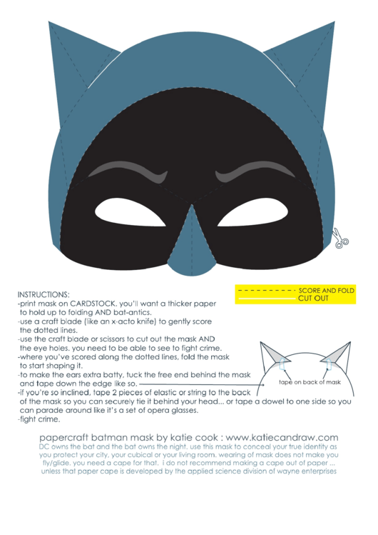 Bat Mask Template Printable pdf