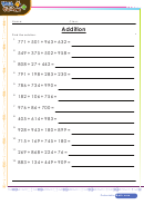 Find The Sum Of 4 Numbers Addition Worksheet Template With Answers
