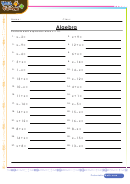 Evaluate Expression Algebra Worksheet Template With Answers