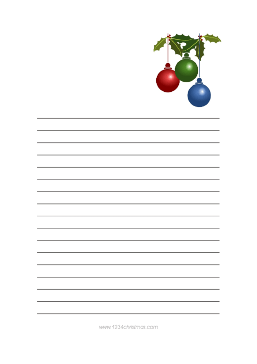 Christmas Tree Toys Writing Paper Template Printable pdf