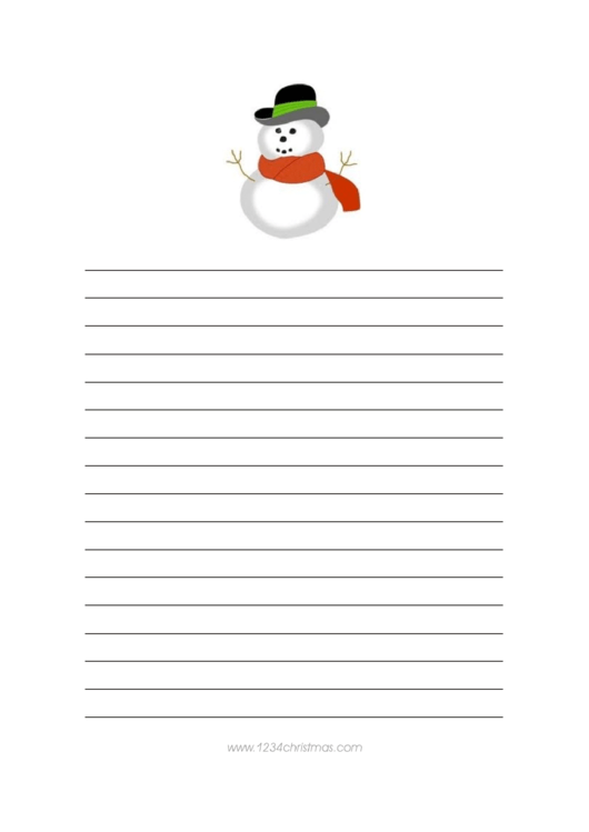 Snowman Christmas Writing Paper Template Printable pdf