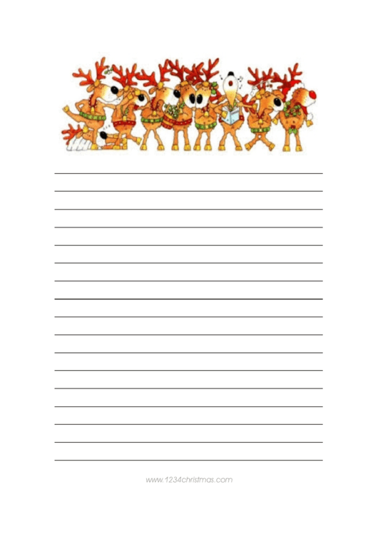 Singing Deers Christmas Writing Paper Template Printable pdf