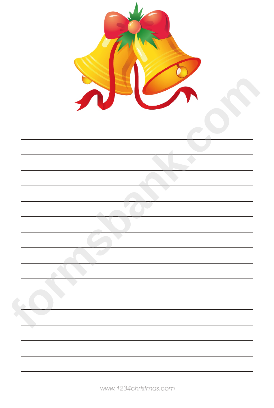 Bells Christmas Writing Paper Template