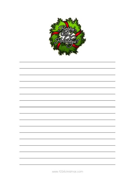Happy Holiday Christmas Writing Paper Template Printable pdf