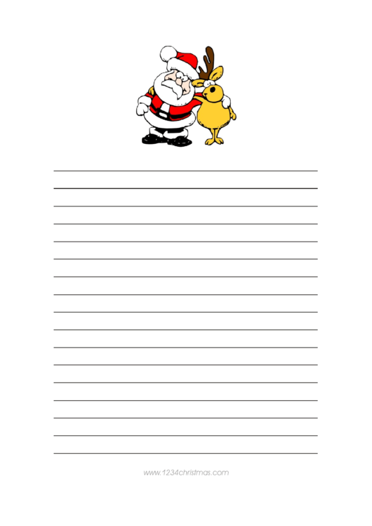 Santa And Deer Christmas Writing Paper Template Printable pdf