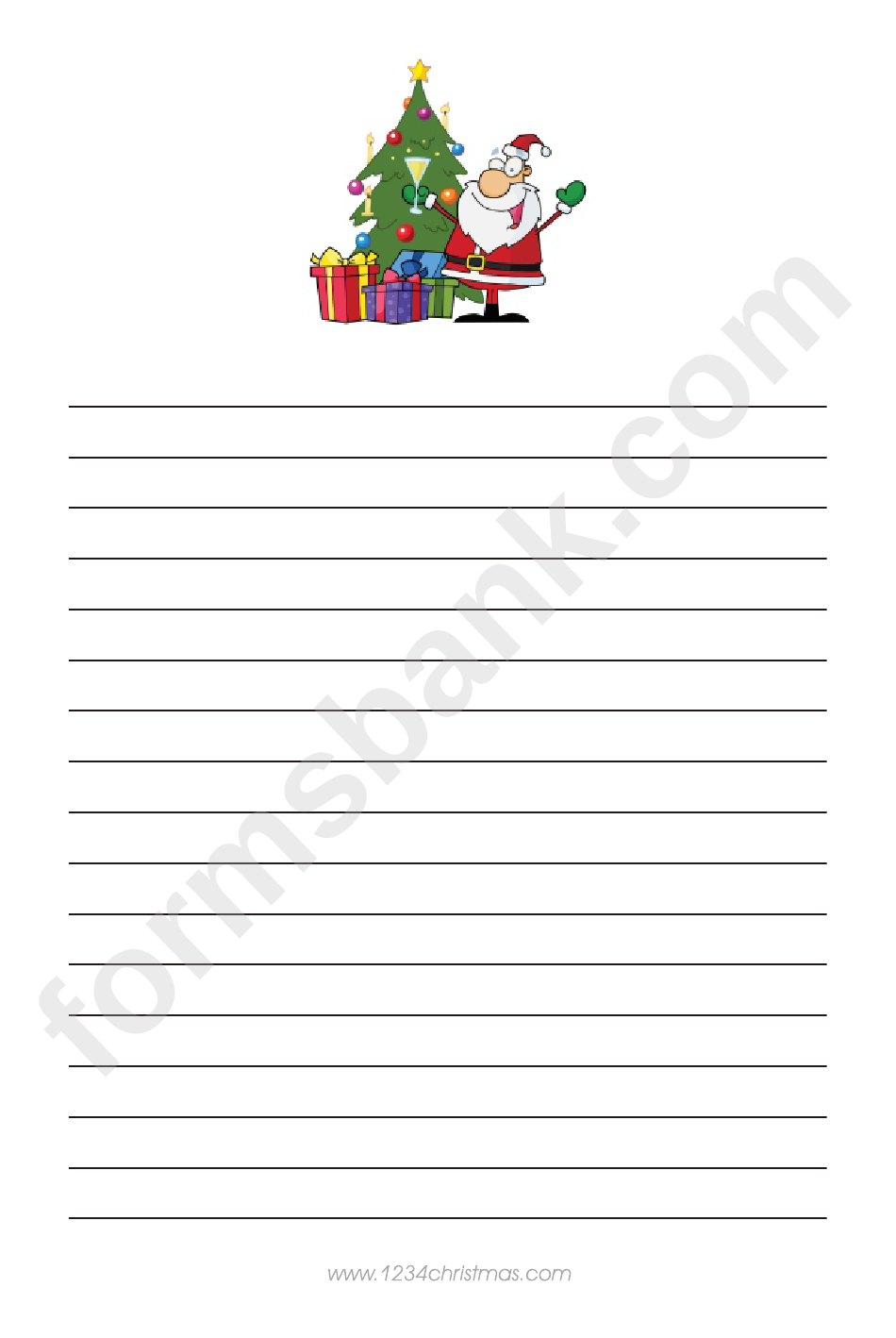 Cheerful Santa Christmas Writing Paper Template