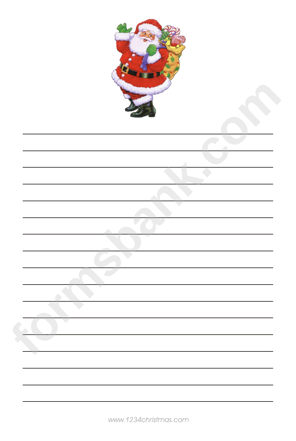 Santa With Gifts Christmas Writing Paper Template