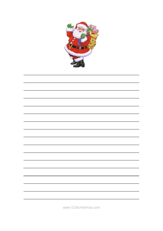 Santa With Gifts Christmas Writing Paper Template Printable pdf