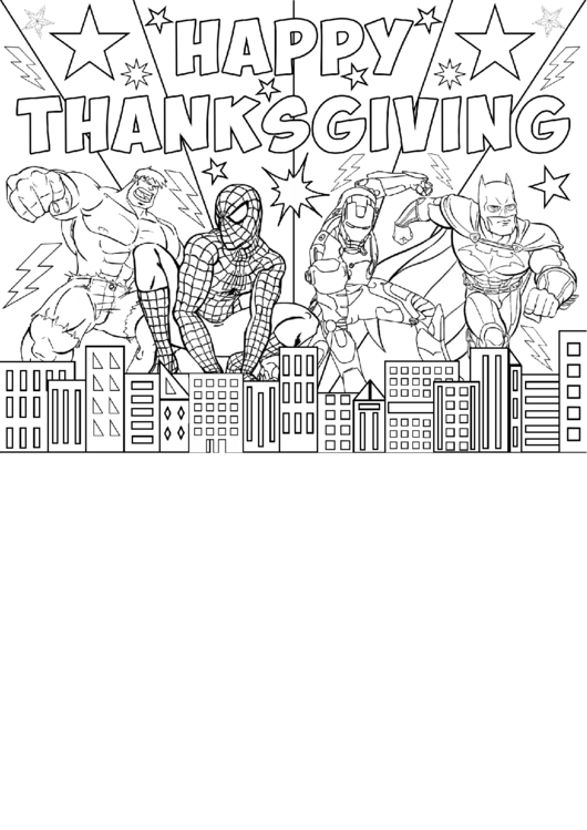 Superhero Thanksgiving Coloring Sheet Printable pdf
