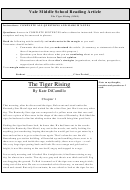The Tiger Rising (850l) - Middle School Reading Article Worksheet