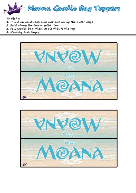 Moana Goodie Bad Toppers Template Printable pdf