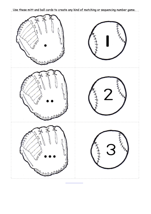 Mitts And Balls Number Matching/sequencing Number Game Cards Templates Printable pdf