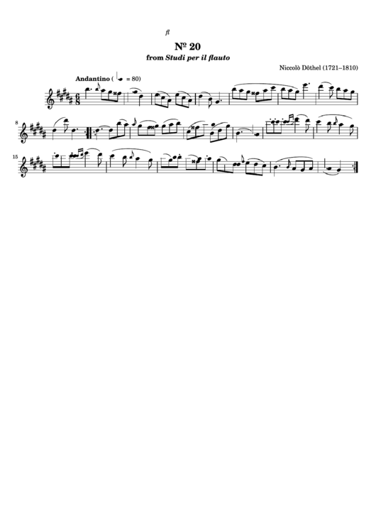 N 20 From Studi Per Il Flauto By Niccolo Dothel Flute Sheet Music Printable pdf