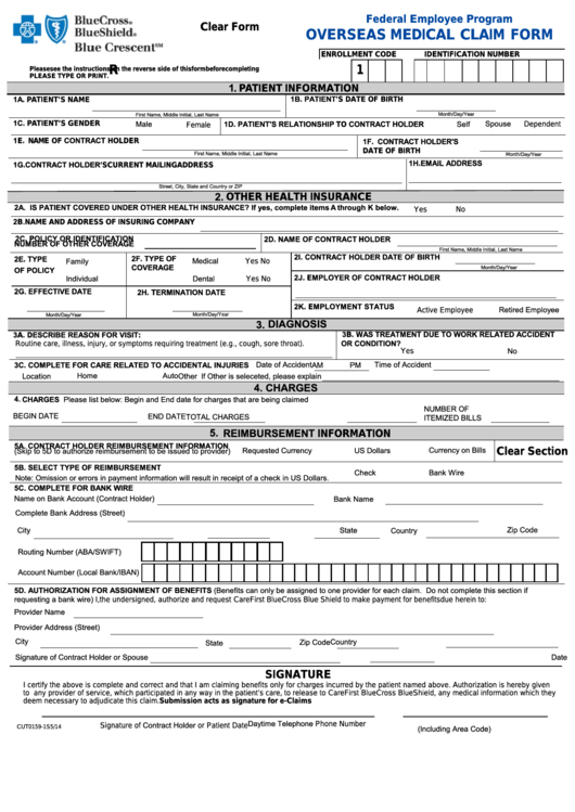 Fillable Form Cut0159-1s - Overseas Medical Claim Form (English) Printable pdf