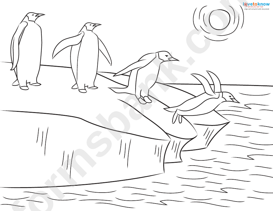 Jumping Penguins Coloring Sheet