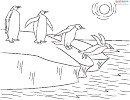 Jumping Penguins Coloring Sheet