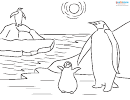 Penguins On The Shore Coloring Sheet