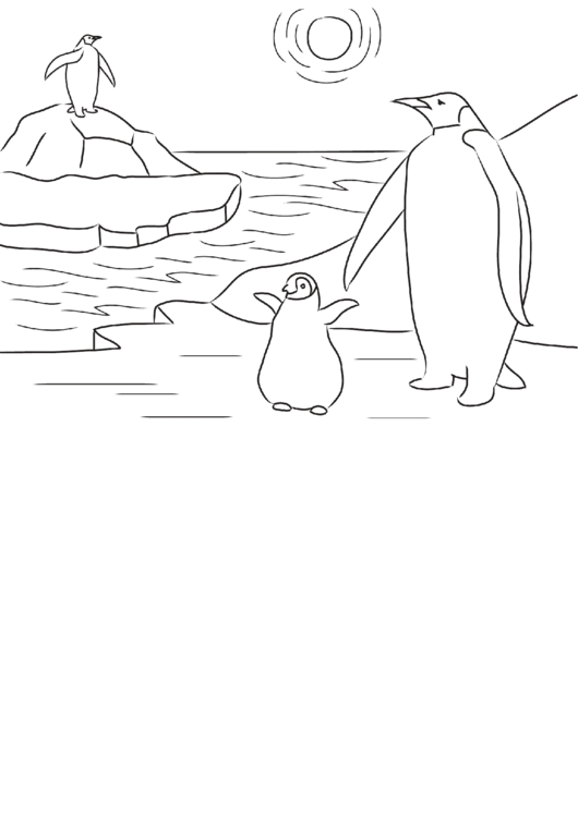 Penguins On The Shore Coloring Sheet Printable pdf