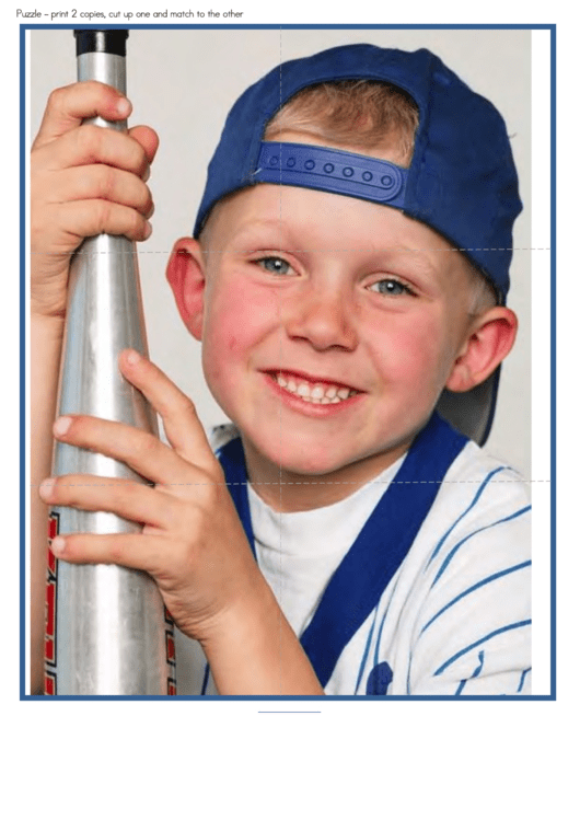 Kid With Baseball Bat 4 Piece Puzzle Template Printable pdf