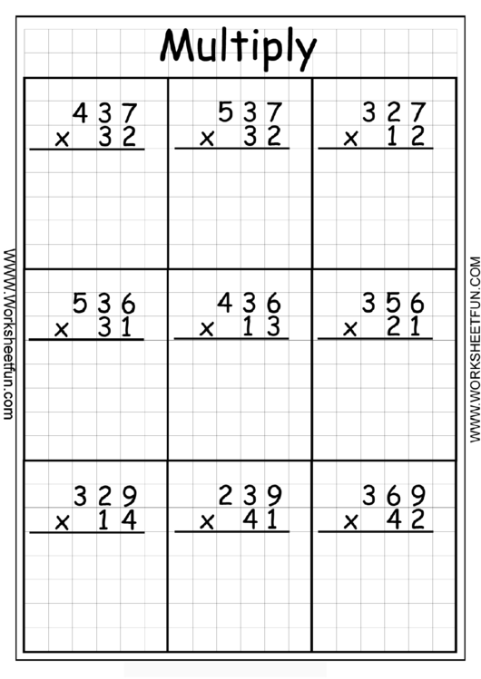 Multiplication Worksheet Printable pdf