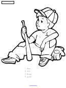 Boy With A Baseball Bat Color By Number Sheet