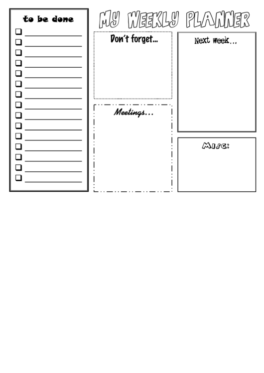 Weekly Planner Template printable pdf download