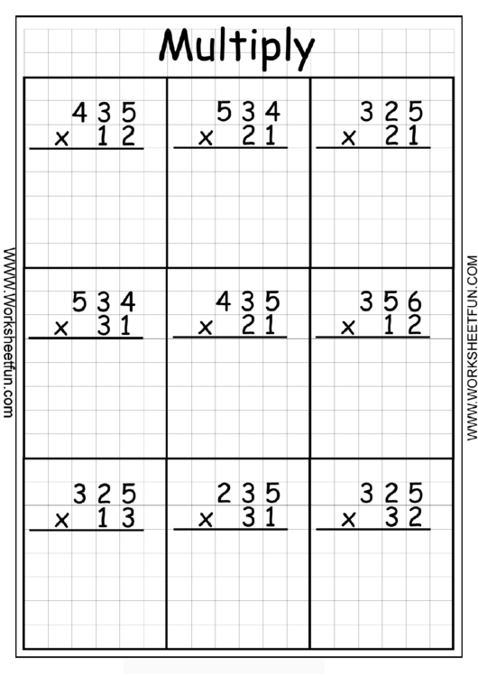 Multiplication Work Sheet Printable pdf