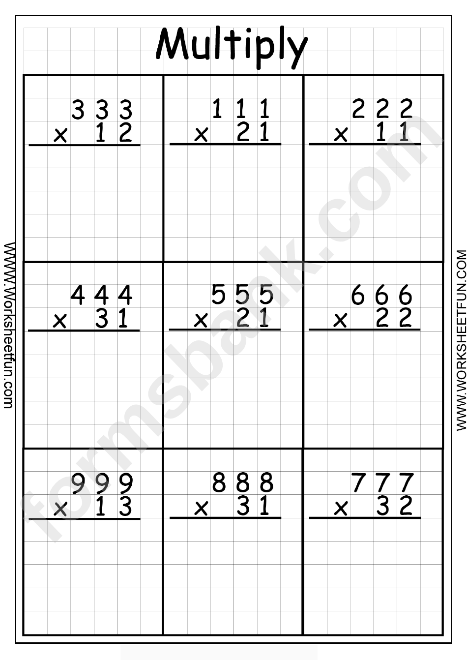 Multiplication Work Sheet