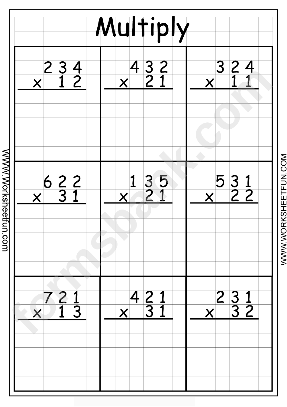 Multiplication Work Sheet