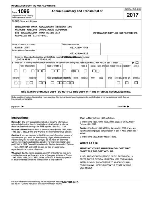 Mo Form 1096 Printable Printable Forms Free Online