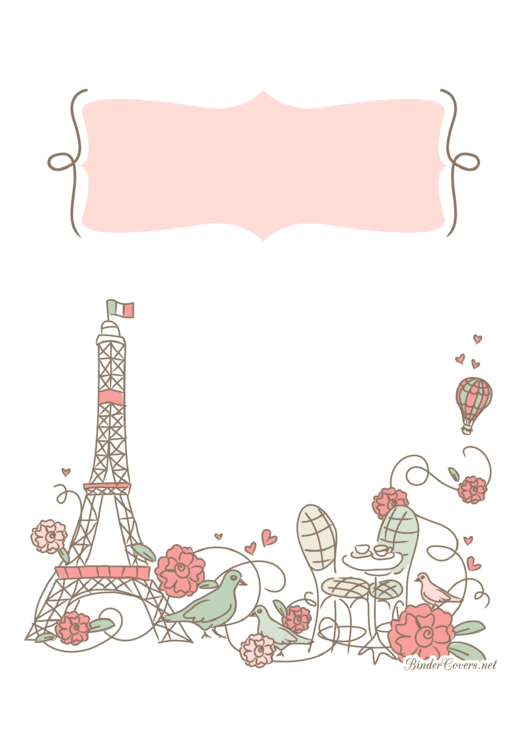 Romantic Paris Binder Cover Template Printable pdf