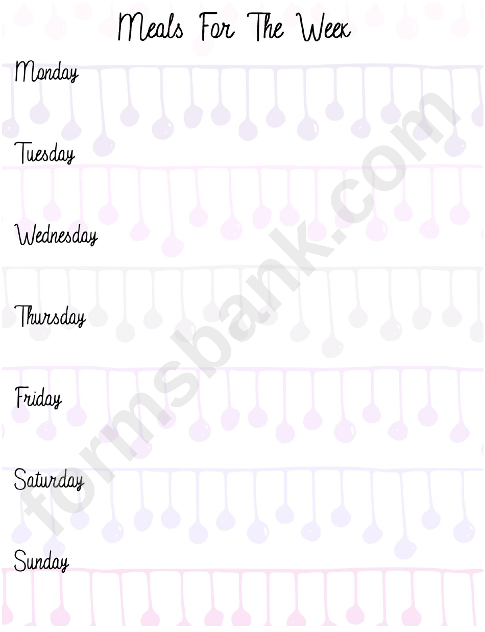 Meals For The Week Template