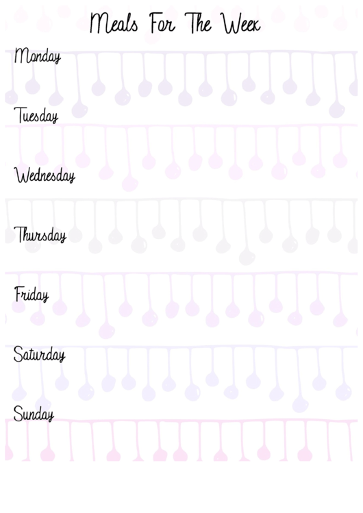 Meals For The Week Template Printable pdf