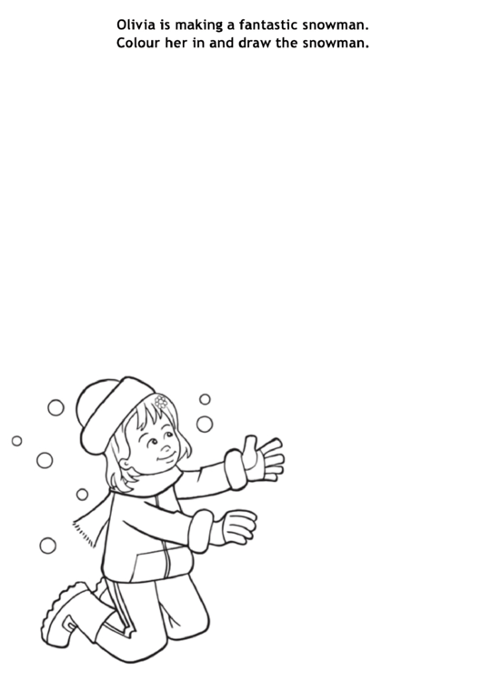 Olivia Is Making A Snowman Coloring Sheet Printable pdf