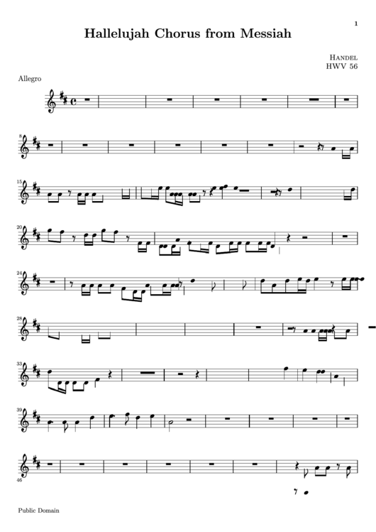 Hallelujah Chorus From Messiah Trumpet Sheet Music Printable pdf