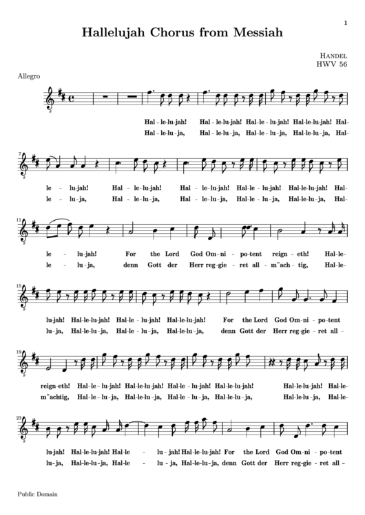 Hallelujah Chorus From Messiah Tenor Part Sheet Music Printable pdf