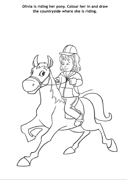 Olivia Is Riding Pony Coloring Sheet Printable pdf