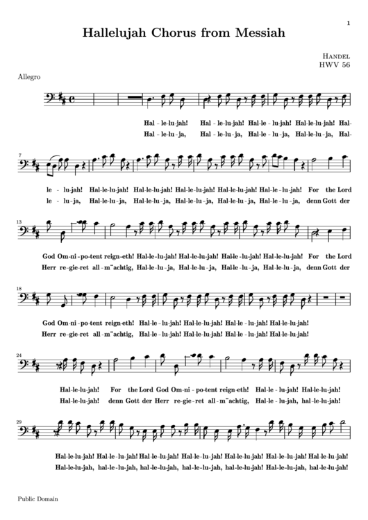 Hallelujah Chorus From Messiah Bass Sheet Music Printable pdf
