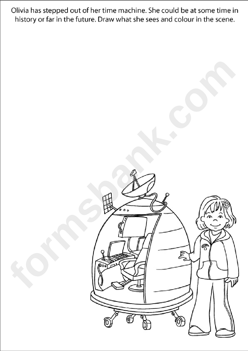 Olivia And Time Machine Coloring Sheet